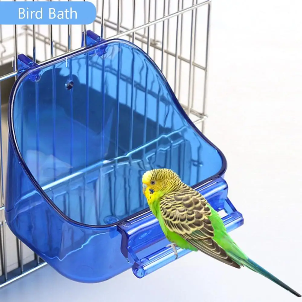 Birds Bath Cage Plastic Parrot Hanging Food Container Birds Bathtub Small Animal Grooming Accessories - Image 2