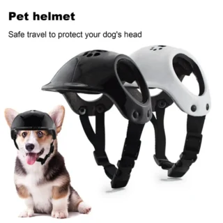 Pet Helmet with Ear Holes Dog Safety Hat Windproof Adjustable Puppy Motorcycle Helmet for Outdoor Riding Hiking Cycling