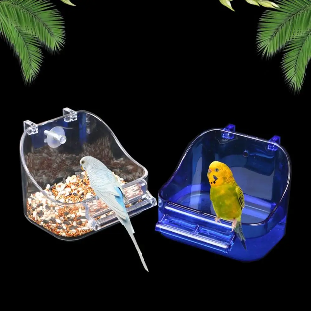 Birds Bath Cage Plastic Parrot Hanging Food Container Birds Bathtub Small Animal Grooming Accessories