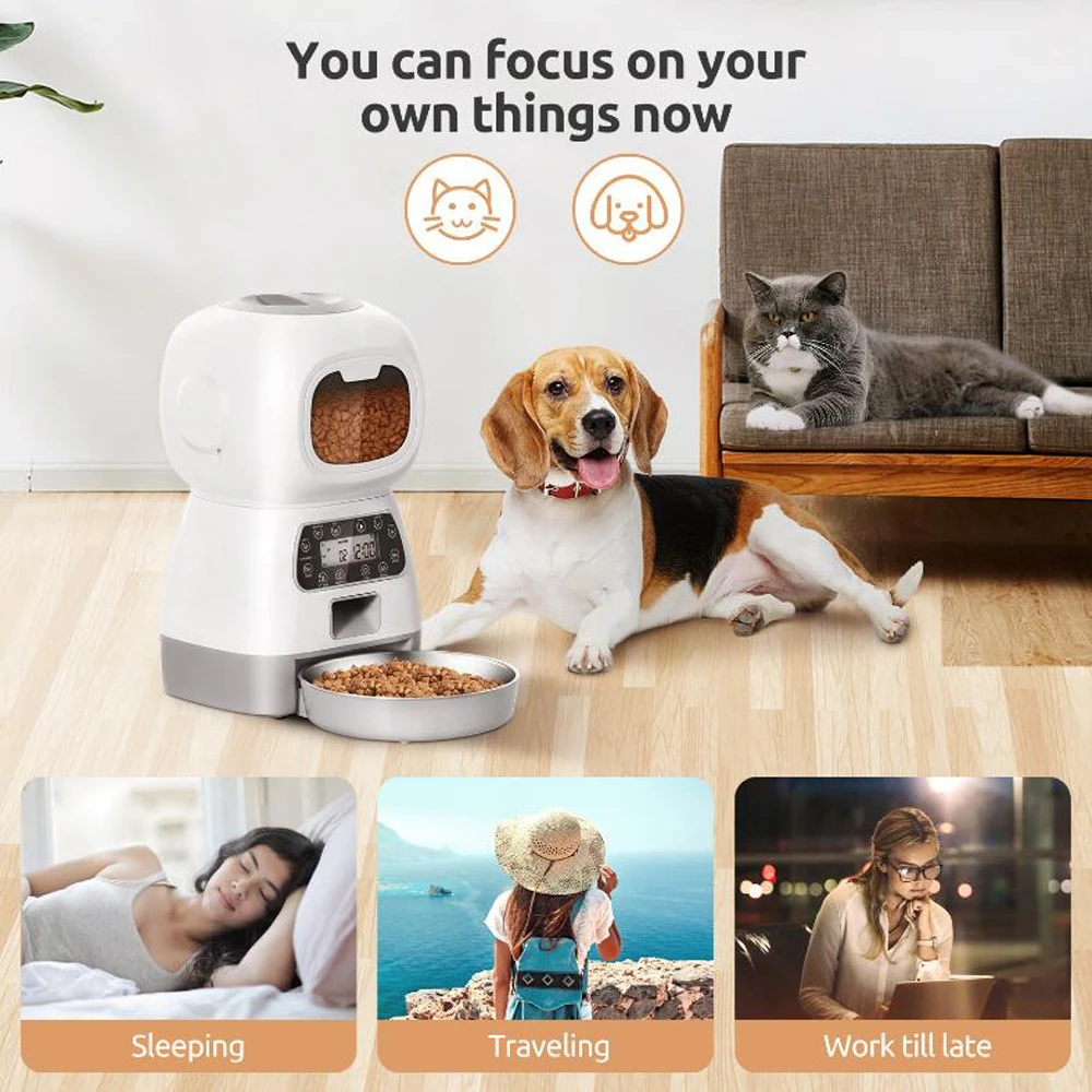 3.5L Automatic Pet Feeder For Cats WiFi Smart Swirl Slow Dog Feeder With Voice Recorder Large Capacity Timing Cat Food Dispenser - Image 6