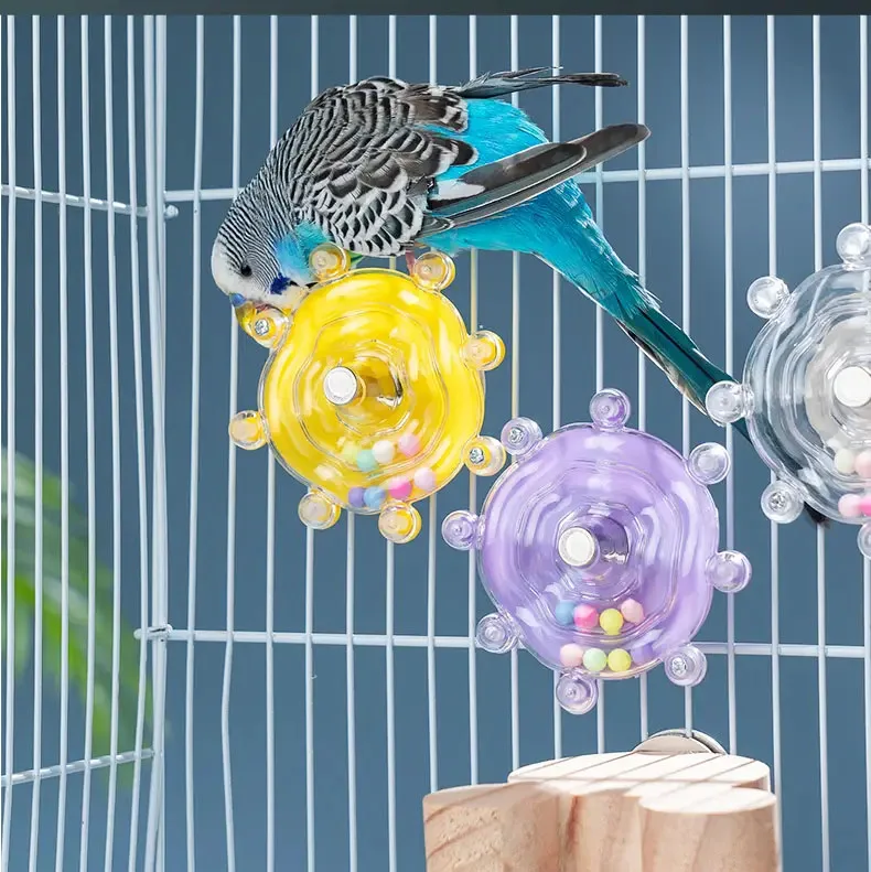 Interactive Parrot Toy Bird Cage Toy for Parrots Rotating Treat Dispenser, for Mental Stimulation and Entertainment - Image 3