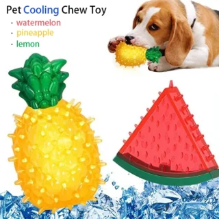 Pet Cooling Chew Toy Reusable Dog Cat Toy Teething Summer Cooling Watermelon Pineapple Lemon Durable Ice Frozen Fruit Shape Toys