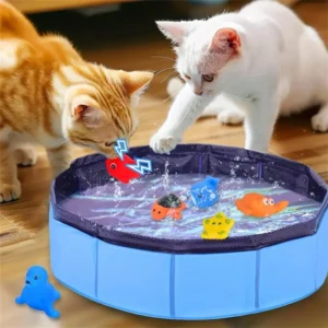 Cat Pool Toy Play Water Puppy Dog Cat Bath Pool Tub Toys Turtle Starfish Octopus Summer Cool Foldable Pet Cleaning Water Basin