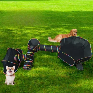 Outdoor Mesh Cat Tunnel Foldable Summer Cat Tent Toy Pet Channel Can Be Combined Pet Tunnel Fully Transparent Design