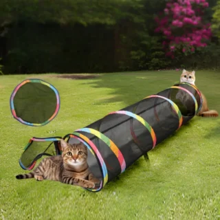 Foldable Cat Tunnel with Mesh Breathable Pet Play Tunnel for Kittens Cat Play House Dog Summer Outdoor Entertainment Cubes